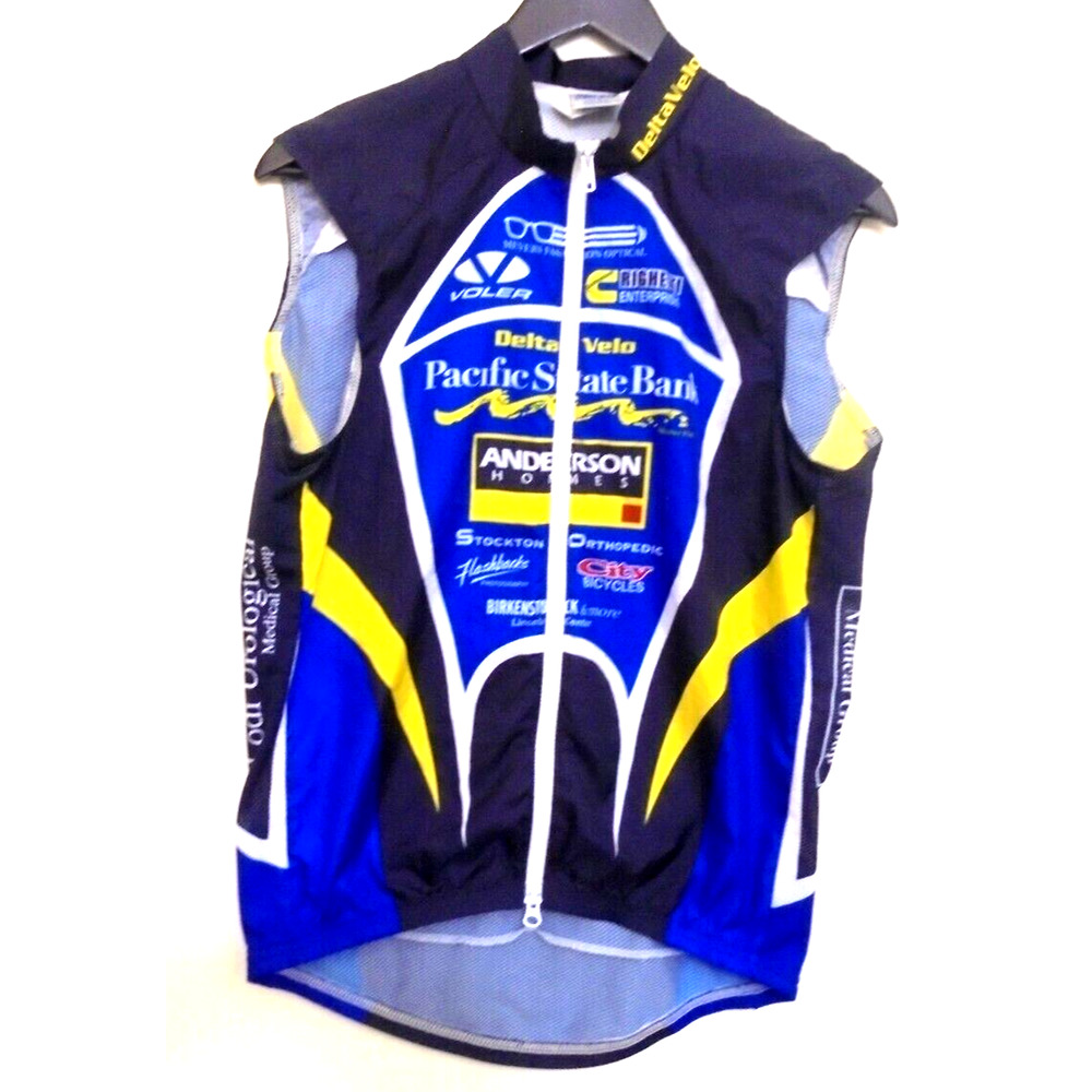 Voler Cycling Jersey Race Raglan Sz M Men's Blue Full Zip Poly/Mesh Sleeveless